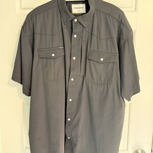 PONCHO Mens Pearl Snap Western Short Sleeve Button-Down Shirt - XL